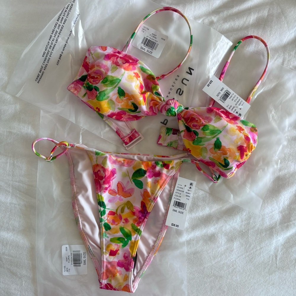 Floral 2-Piece Bikini - Sierra Knotted Top and Adjustable Bottom - NWT PacSun
